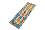 handmade Traditional Kilim, New arrival Beige Blue Hand-Woven RUNNER 100% WOOL area rug 3' x 9'