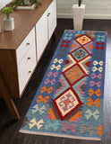 handmade Traditional Kilim, New arrival Red Blue Hand-Woven RUNNER 100% WOOL area rug 3' x 6'