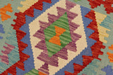 handmade Traditional Kilim, New arrival Red Blue Hand-Woven RUNNER 100% WOOL area rug 3' x 6'