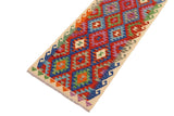 handmade Traditional Kilim, New arrival Rust Blue Hand-Woven RUNNER 100% WOOL area rug 3' x 10'