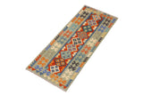 handmade Traditional Kilim, New arrival Rust Blue Hand-Woven RUNNER 100% WOOL area rug 3' x 7'