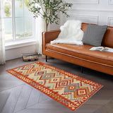 handmade Traditional Kilim, New arrival Blue Rust Hand-Woven RUNNER 100% WOOL area rug 3' x 6'