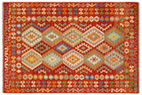 handmade Traditional Kilim, New arrival Rust Blue Hand-Woven RECTANGLE 100% WOOL area rug 6' x 8'