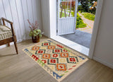 handmade Traditional Kilim, New arrival Beige Rust Hand-Woven RECTANGLE 100% WOOL area rug 3' x 4'
