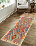 handmade Traditional Kilim, New arrival Blue Beige Hand-Woven RUNNER 100% WOOL area rug 3' x 6'