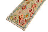 handmade Traditional Kilim, New arrival Gold Blue Hand-Woven RUNNER 100% WOOL area rug 3' x 7'