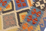 handmade Traditional Kilim, New arrival Rust Blue Hand-Woven RUNNER 100% WOOL area rug 3' x 6'