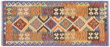 handmade Traditional Kilim, New arrival Rust Blue Hand-Woven RUNNER 100% WOOL area rug 3' x 6'