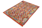 handmade Traditional Kilim, New arrival Rust Blue Hand-Woven RECTANGLE 100% WOOL area rug 7' x 10'