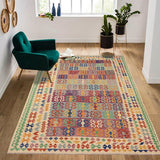 handmade Traditional Kilim, New arrival Blue Beige Hand-Woven RECTANGLE 100% WOOL area rug 8' x 11'