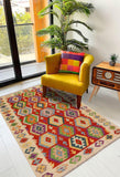 handmade Traditional Kilim, New arrival Rust Beige Hand-Woven RECTANGLE 100% WOOL area rug 4' x 6'