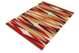 handmade Modern Kilim, New arrival Rust Beige Hand-Woven RECTANGLE 100% WOOL area rug 5' x 8'