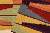 handmade Modern Kilim, New arrival Rust Beige Hand-Woven RECTANGLE 100% WOOL area rug 5' x 8'