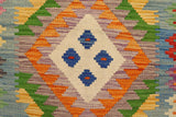 handmade Traditional Kilim, New arrival Orange Blue Hand-Woven RUNNER 100% WOOL area rug 3' x 7'