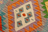 handmade Traditional Kilim, New arrival Orange Blue Hand-Woven RUNNER 100% WOOL area rug 3' x 7'