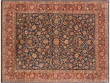 Antique Vegetable Dyed Dabir Blue/Maroon Wool Rug - 9'2'' x 12'3''