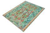 handmade Traditional Kilim, New arrival Blue Red Hand-Woven RECTANGLE 100% WOOL area rug 9' x 12'