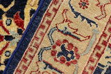 handmade Geometric Kafkaz Chobi Ziegler Blue Tan Hand Knotted RECTANGLE 100% WOOL area rug 4 x 6