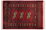 Rustic Bokhara Jessie Red Beige Hand Knotted Rug - 2'1'' x 3'0''