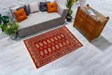 handmade Geometric Bokhara Rust Gray Hand Knotted RECTANGLE 100% WOOL area rug 3x5