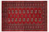Rustic Bokhara Leticia Red Beige Hand Knotted Rug - 4'1'' x 6'2''