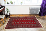 handmade Geometric Bokhara Red Gray Hand Knotted RECTANGLE 100% WOOL area rug 4x6