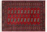 Rustic Bokhara Sawyer Red Blue Hand Knotted Rug - 4'1'' x 6'2''