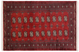 Rustic Bokhara Beckham Red Beige Hand Knotted Rug - 4'0'' x 6'4''