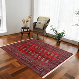 handmade Geometric Bokhara Red Rust Hand Knotted RECTANGLE 100% WOOL area rug 4x6