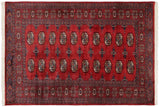 Rustic Bokhara Paola Red Blue Hand Knotted Rug - 4'1'' x 6'0''