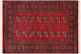 Southwestern Bokhara Tate Red Beige Hand Knotted Rug - 3'11'' x 5'9''