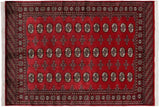Tribal Bokhara Mathew Red Beige Hand Knotted Rug - 4'3'' x 6'6''