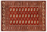 Tribal Bokhara Marcel Rust Beige Hand Knotted Rug - 4'2'' x 6'0''