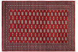 Southwestern Bokhara Kendall Red Gray Hand Knotted Rug - 6'2'' x 9'1''