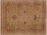 Antique Vegetable Dyed Kashan Taupe/Brown Wool Rug - 9'2'' x 12'0''