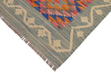 handmade Traditional Kilim, New arrival Blue Beige Hand-Woven RECTANGLE 100% WOOL area rug 2' x 3'