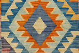 handmade Traditional Kilim, New arrival Blue Beige Hand-Woven RECTANGLE 100% WOOL area rug 2' x 3'