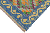 handmade Traditional Kilim, New arrival Blue Gold Hand-Woven RECTANGLE 100% WOOL area rug 2' x 3'