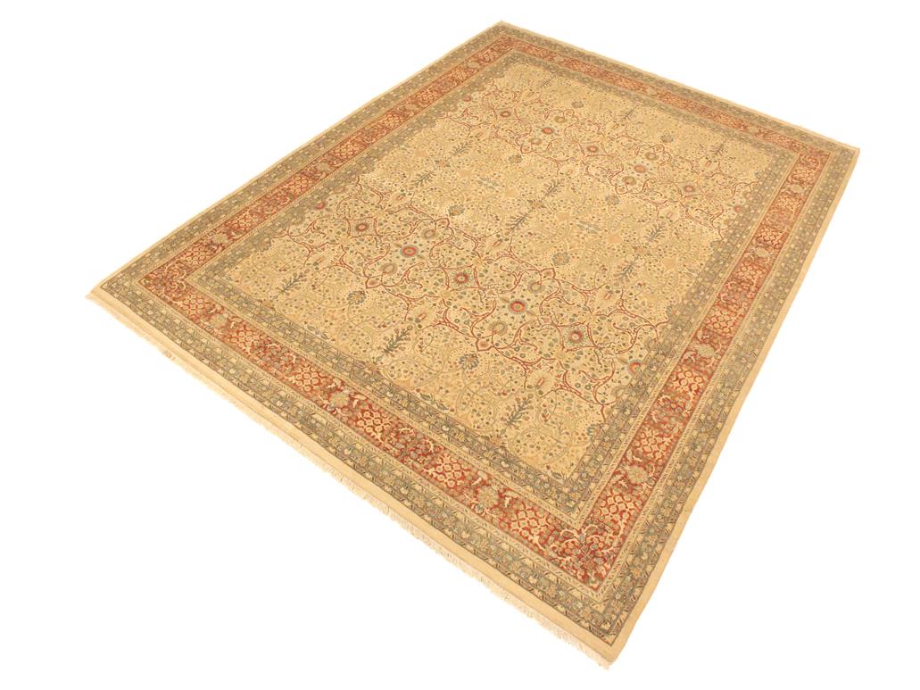 handmade Traditional Tabriz Beige Rust Hand Knotted RECTANGLE 100% WOOL area rug 9x11