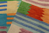 handmade Modern Kilim, New arrival Blue Rust Hand-Woven RECTANGLE 100% WOOL area rug 4' x 6'