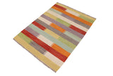 handmade Modern Kilim, New arrival Beige Gray Hand-Woven RECTANGLE 100% WOOL area rug 3' x 5'