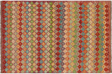 handmade Geometric Balouchi Rust Blue Hand Knotted RECTANGLE 100% WOOL area rug 5 x 8