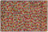 handmade Geometric Balouchi Gray Red Hand Knotted RECTANGLE 100% WOOL area rug 3 x 5