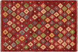 handmade Geometric Balouchi Red Blue Hand Knotted RECTANGLE 100% WOOL area rug 3 x 5