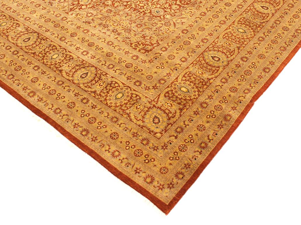 handmade Traditional Nauras Rust Gold Hand Knotted RECTANGLE 100% WOOL area rug 9x12