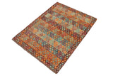 handmade Geometric Balouchi Blue Maroon Hand Knotted RECTANGLE 100% WOOL area rug 4 x 5