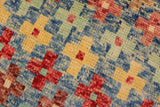 handmade Geometric Balouchi Blue Red Hand Knotted RECTANGLE 100% WOOL area rug 3 x 5