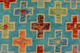 handmade Geometric Balouchi Blue Rust Hand Knotted RECTANGLE 100% WOOL area rug 3 x 5
