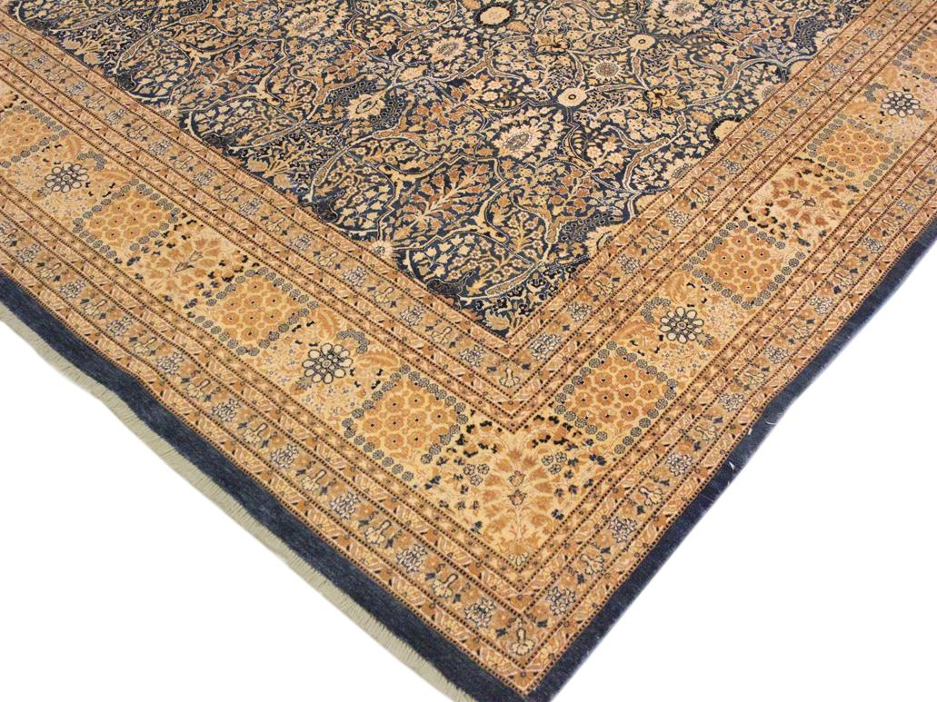 handmade Traditional Tabriz Blue Gold Hand Knotted RECTANGLE 100% WOOL area rug 9x12