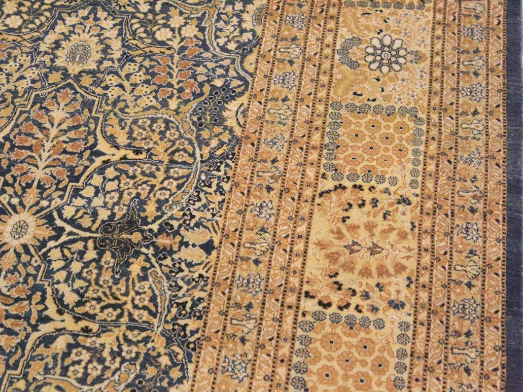 handmade Traditional Tabriz Blue Gold Hand Knotted RECTANGLE 100% WOOL area rug 9x12